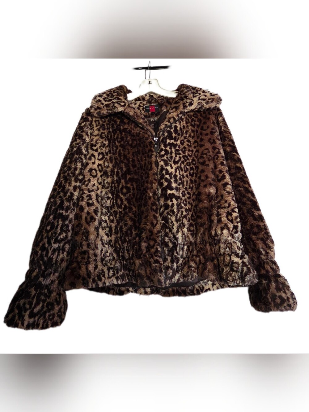 Gallery Teddy Coat Faux Fur Leopard Y2K Fall Animal Print Size Large